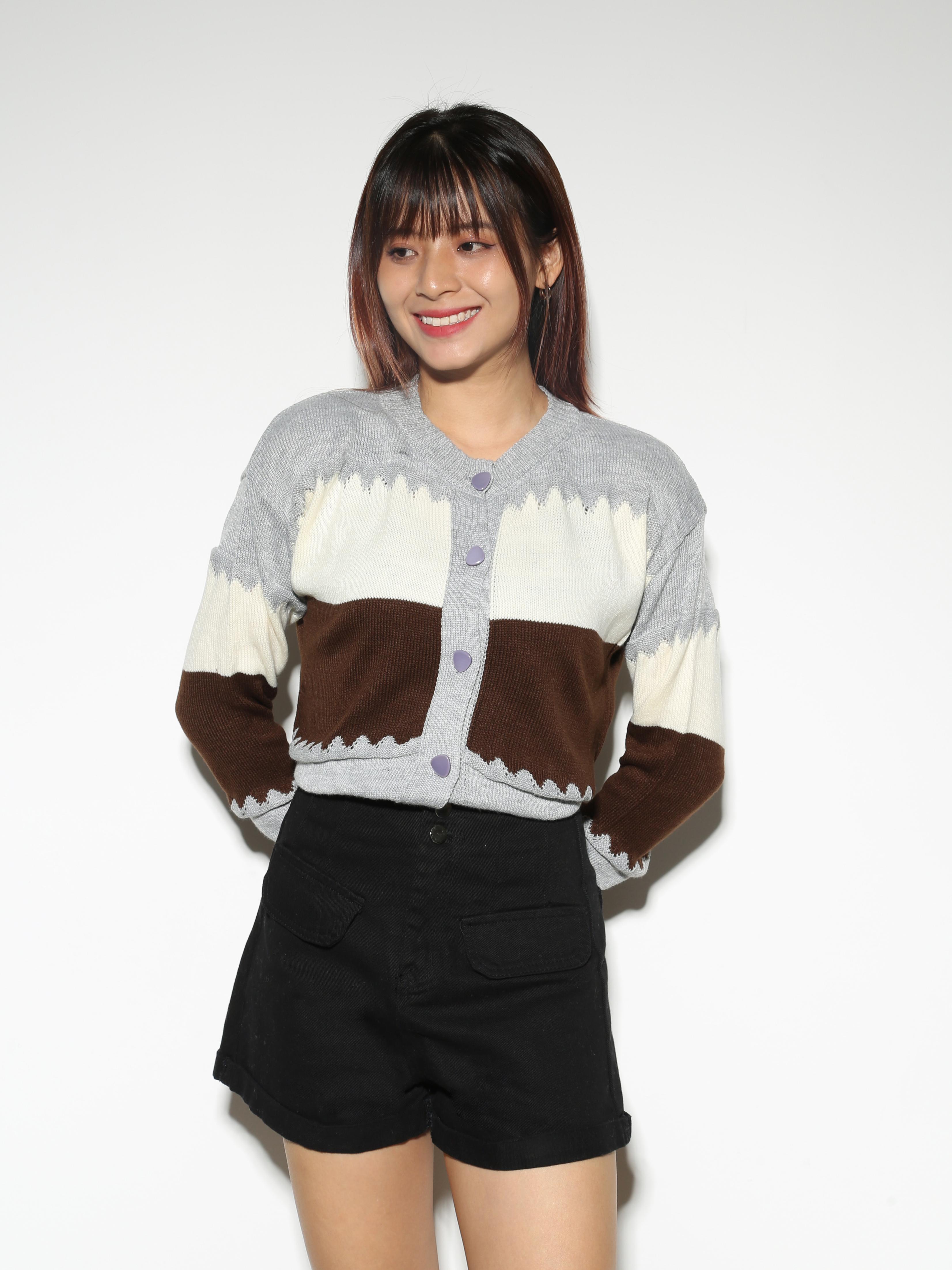 Knitted Front Button Top 28439