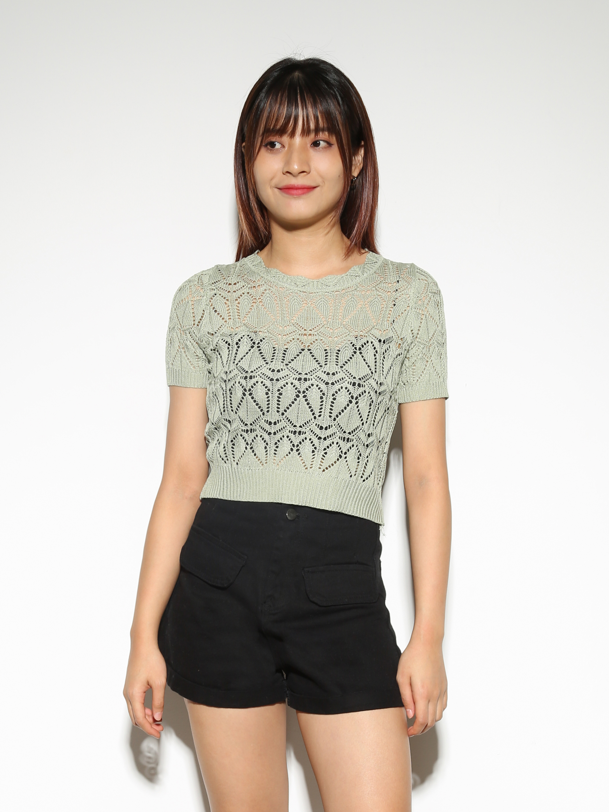 Eyelet Short Sleeve Top 28436