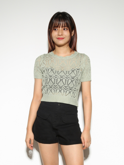 Eyelet Short Sleeve Top 28436