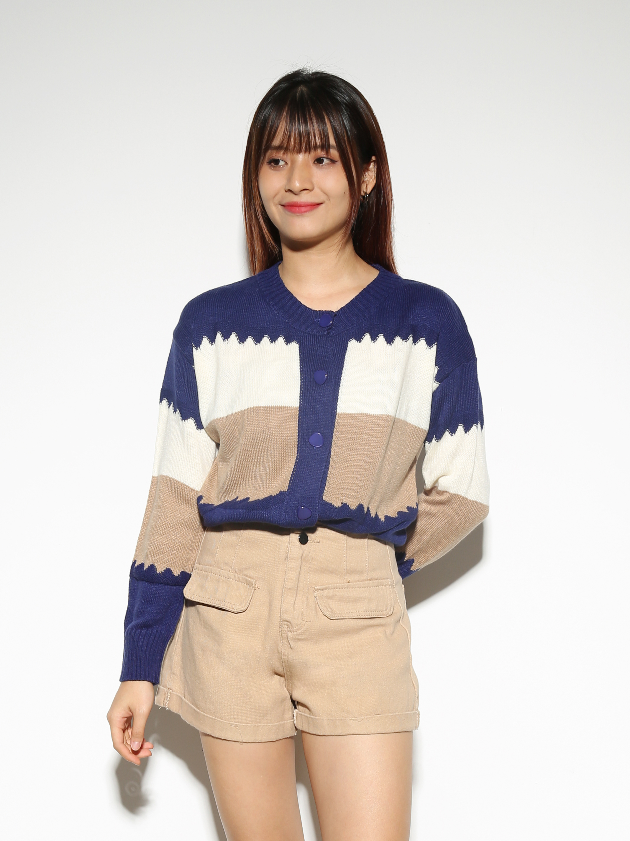 Knitted Front Button Top 28439