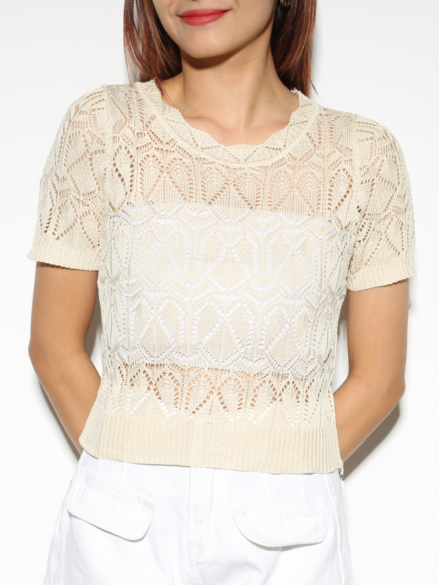 Eyelet Short Sleeve Top 28436