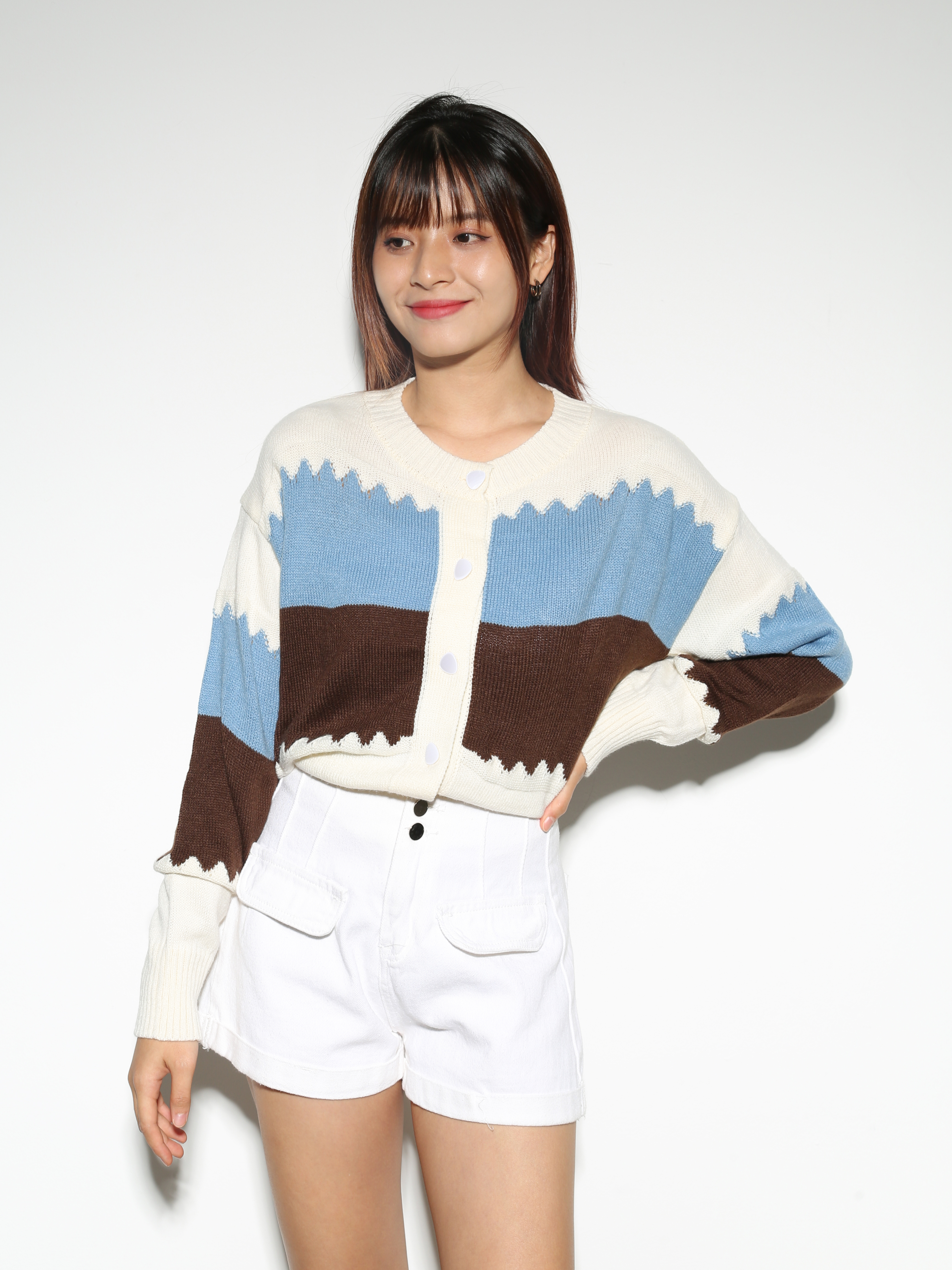 Knitted Front Button Top 28439
