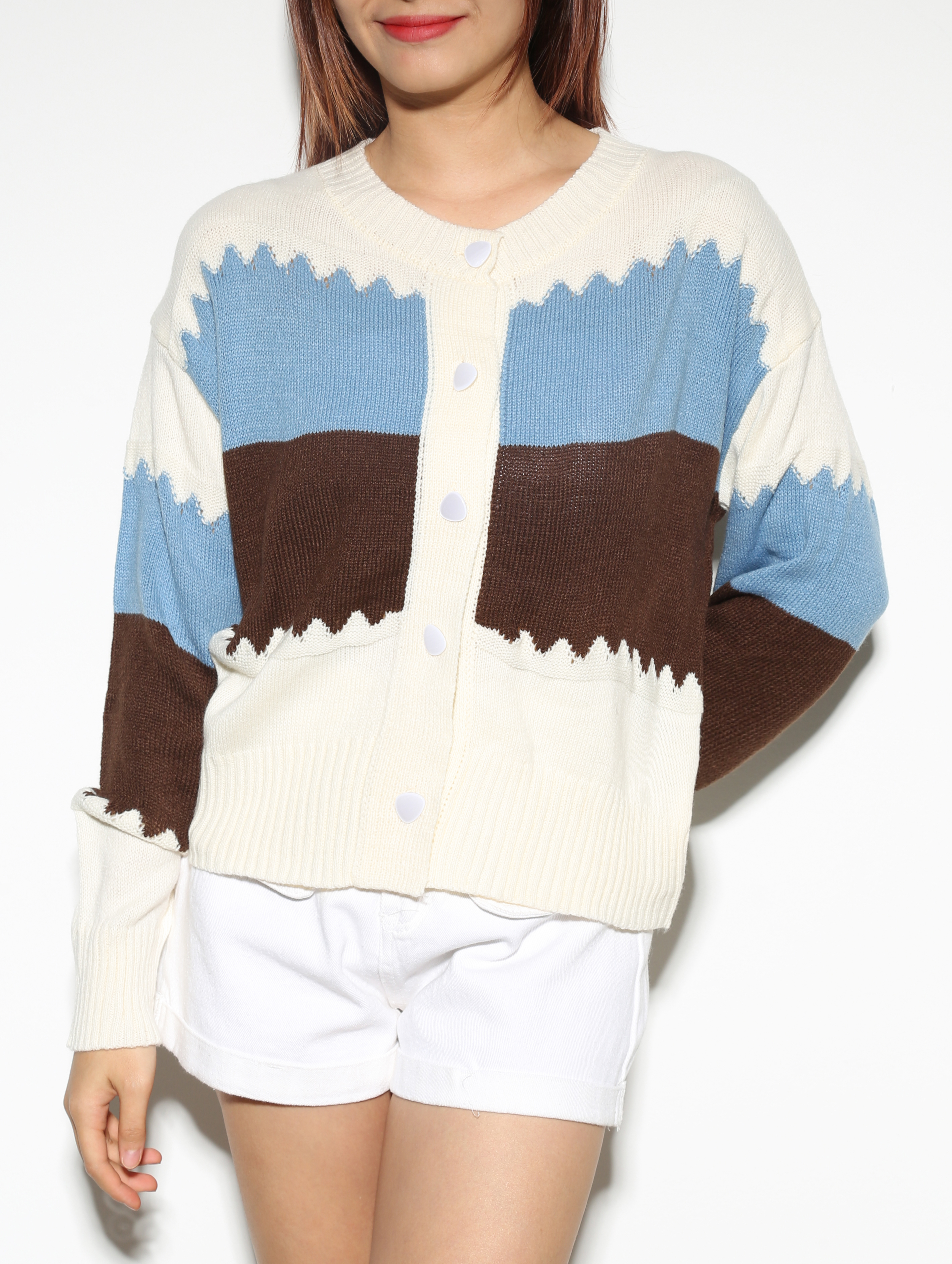 Knitted Front Button Top 28439