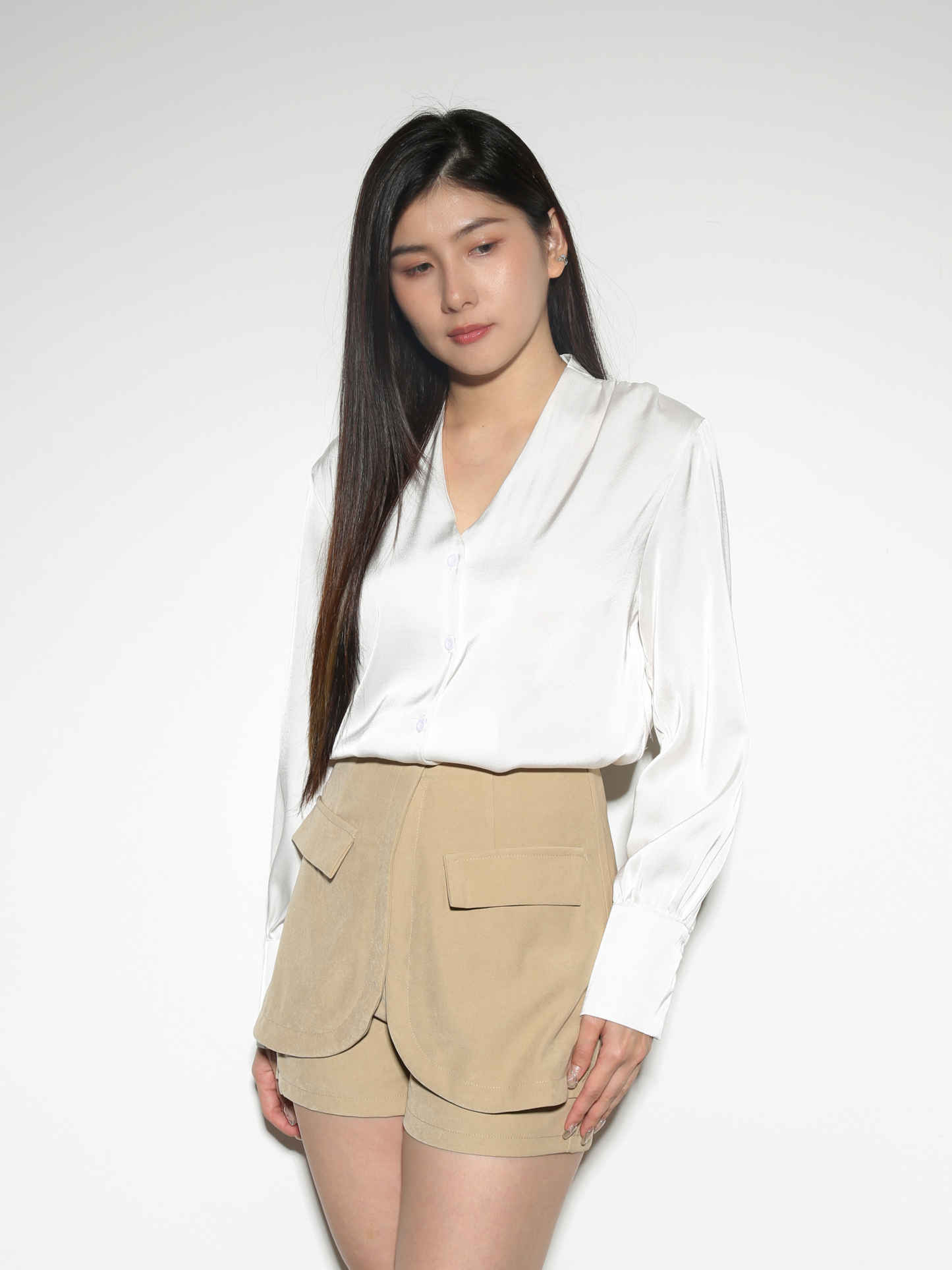 V Neck Front Button Blouse 28442