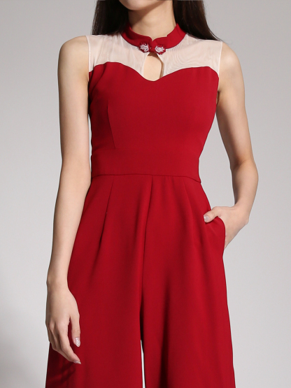 Sleeveless Chinese Button Jumpsuit Ac3 10