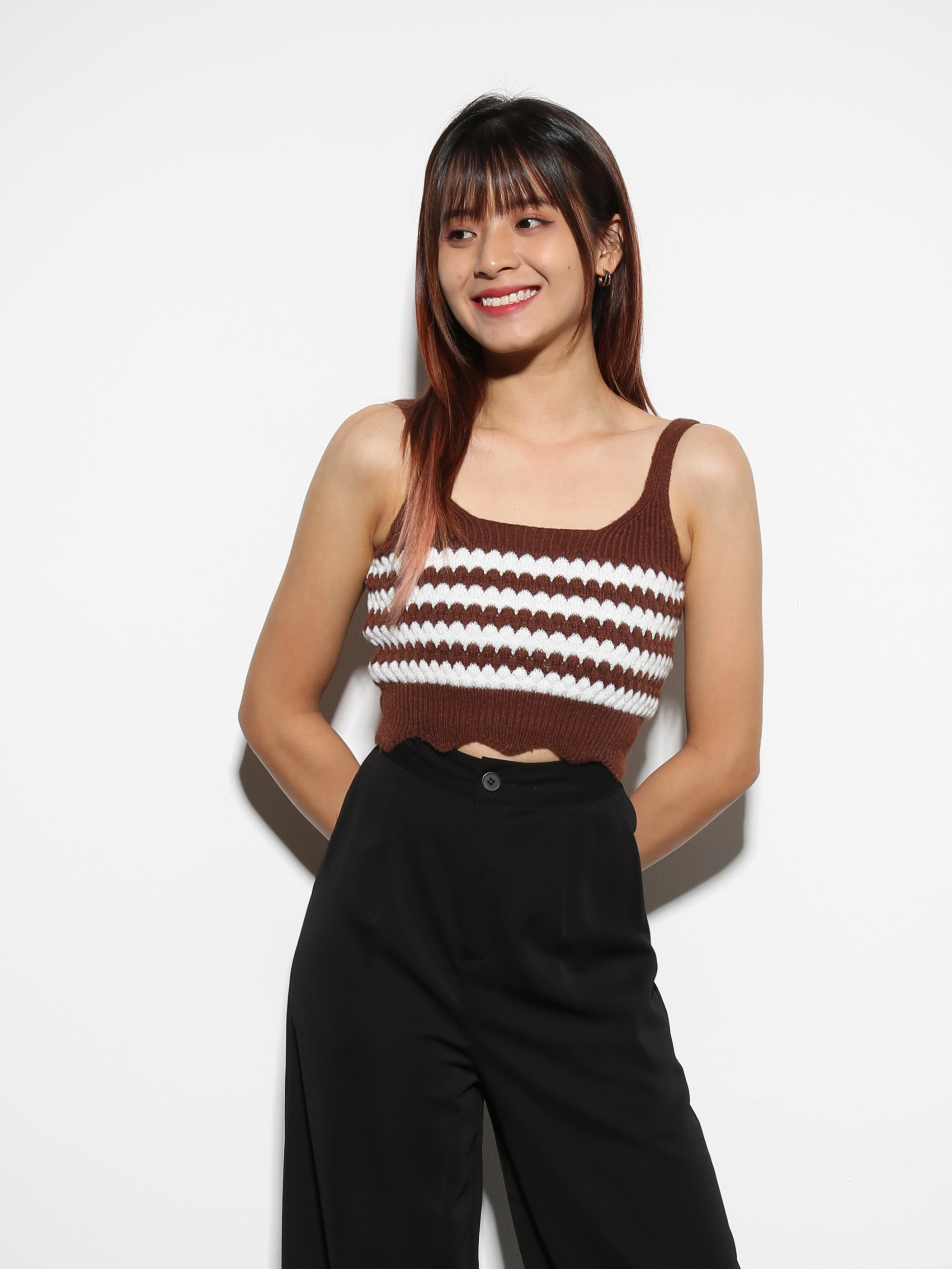 Knitted Stripe Sleeveless Top 27338