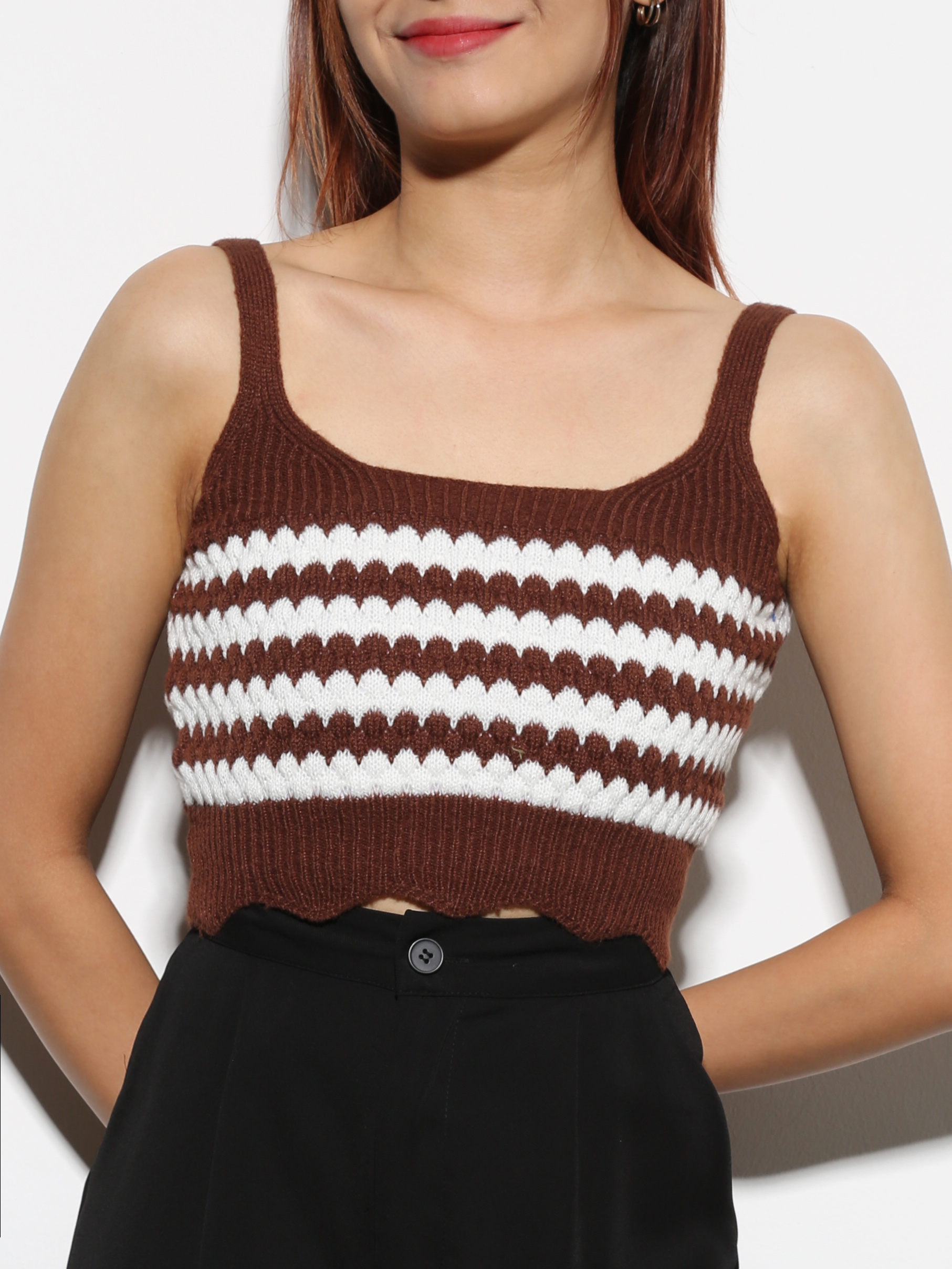 Knitted Stripe Sleeveless Top 27338