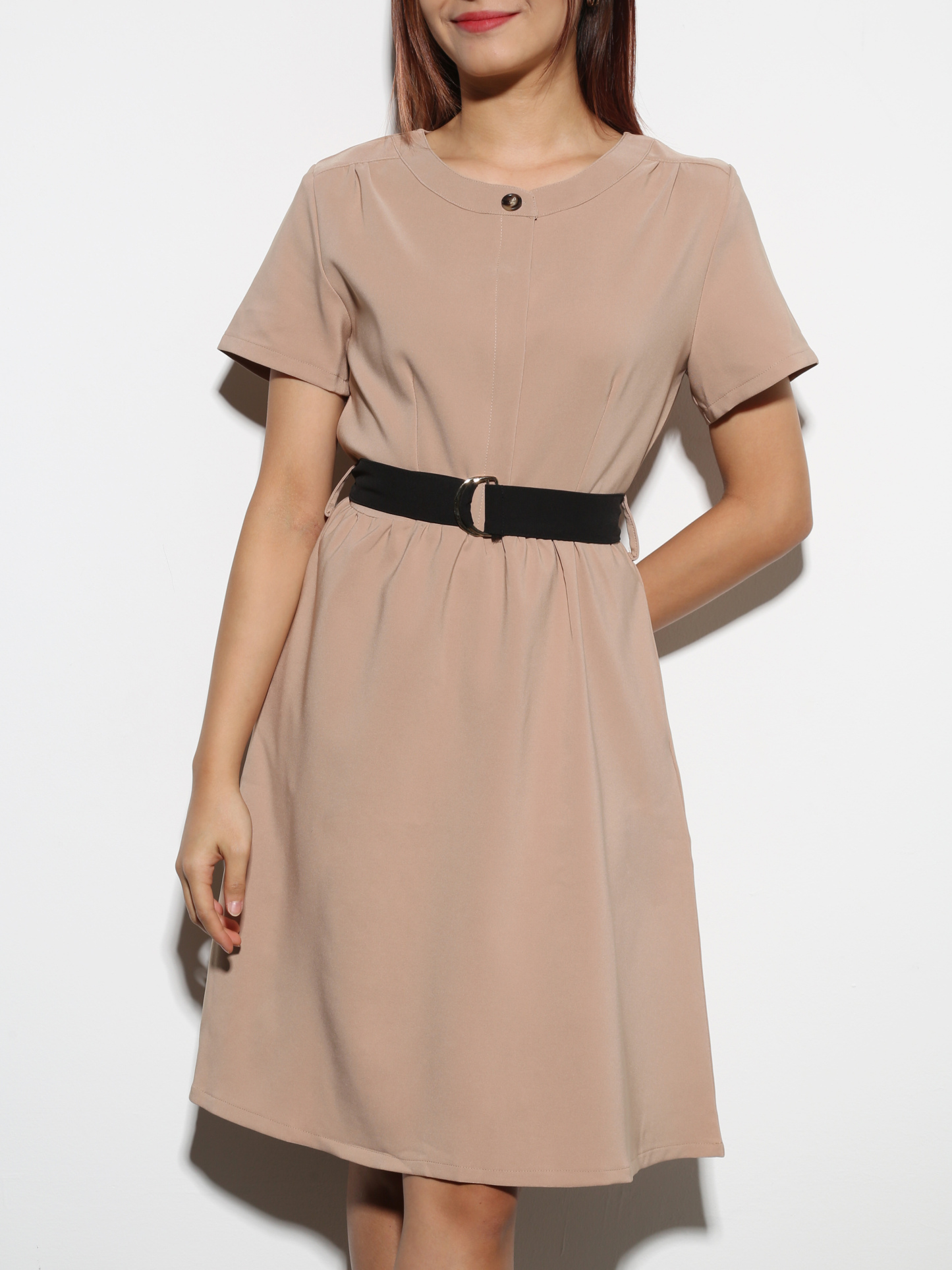 Back Zip A Line With Belt Dress 27877