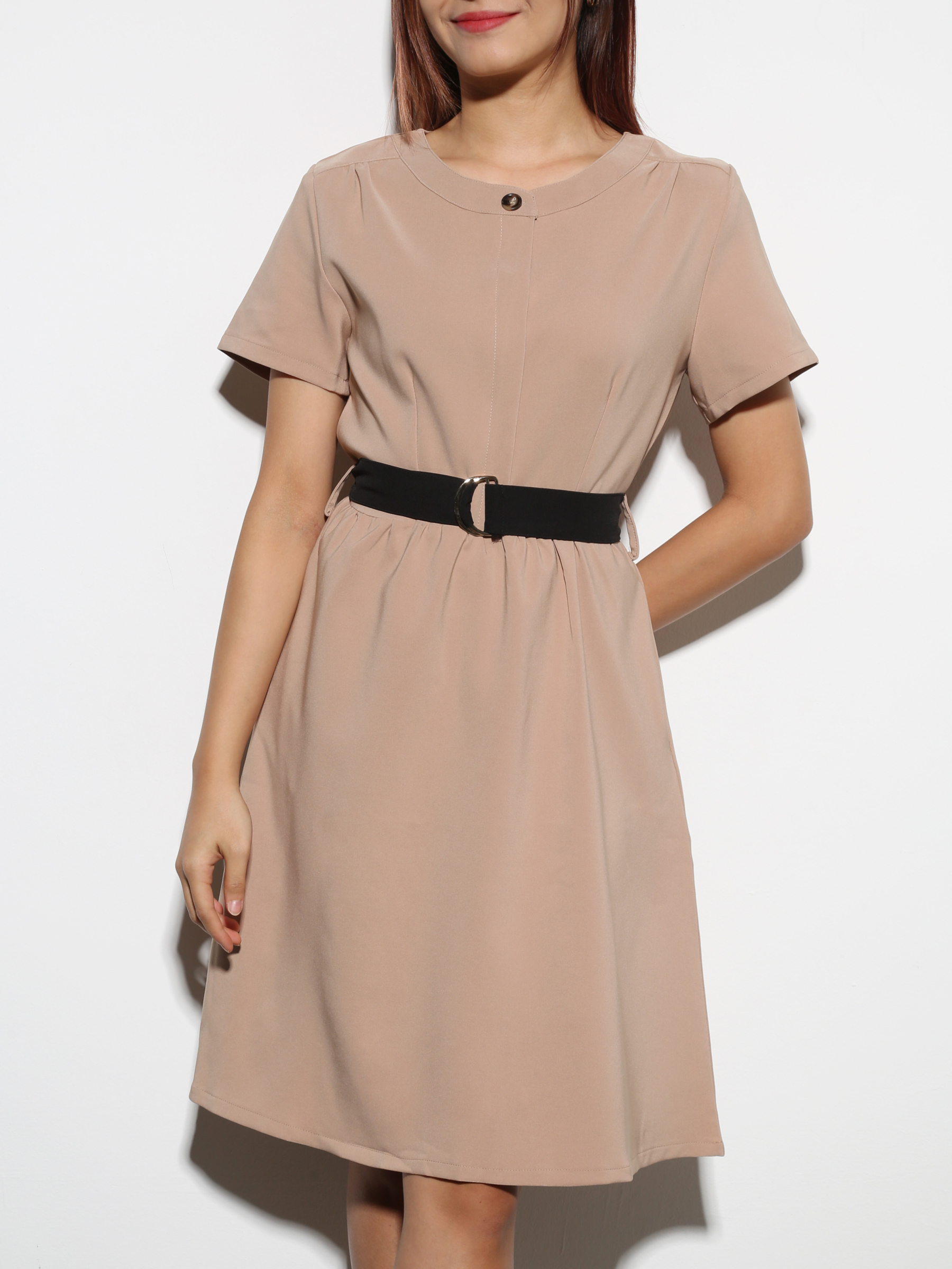 Back Zip A Line With Belt Dress 27877