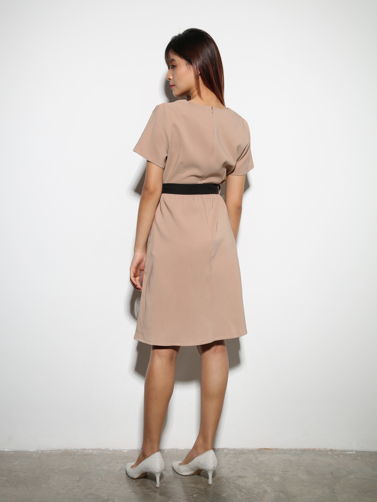 Back Zip A Line With Belt Dress 27877