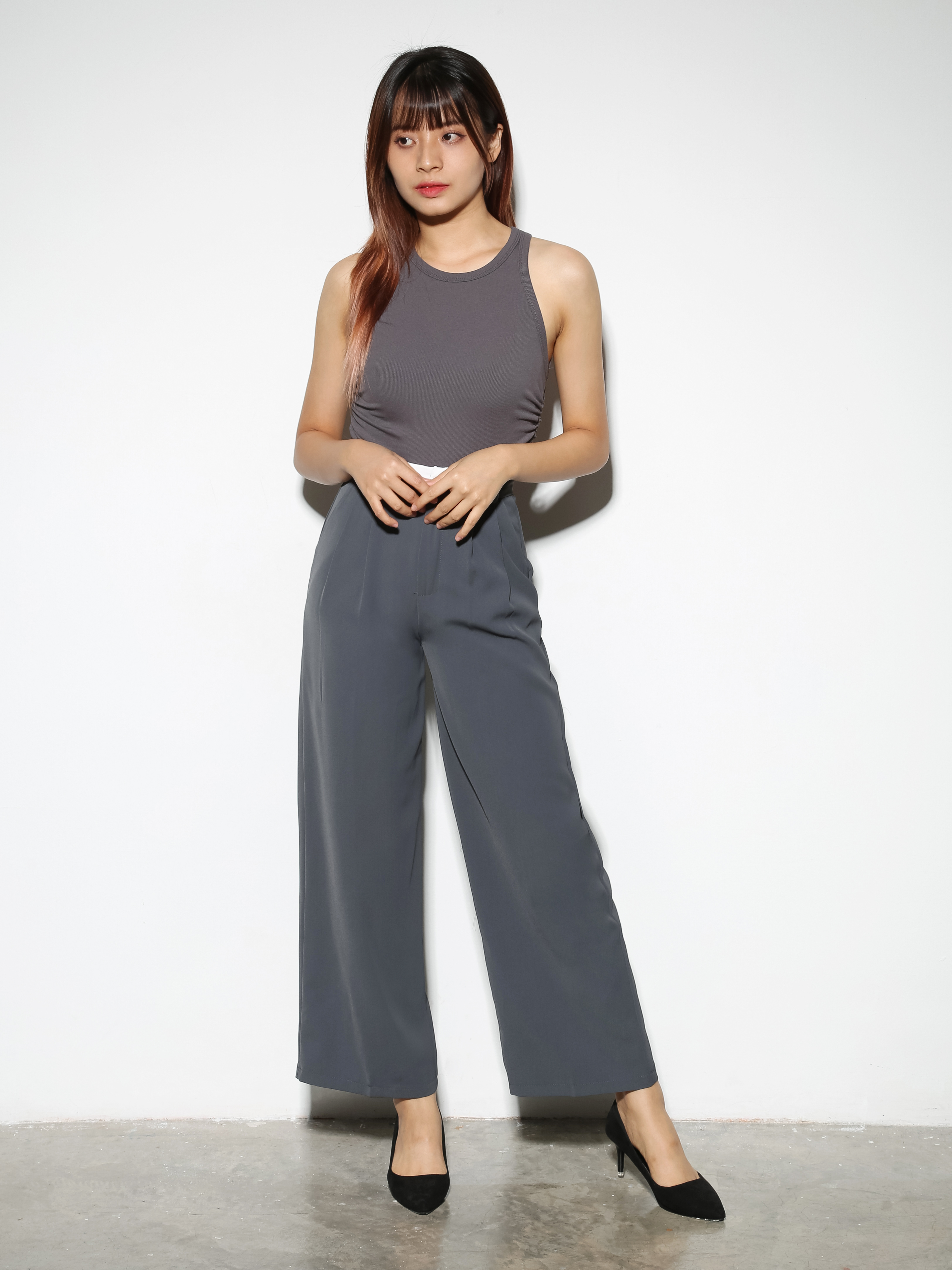 Front Button Pleated Long Pant 29050