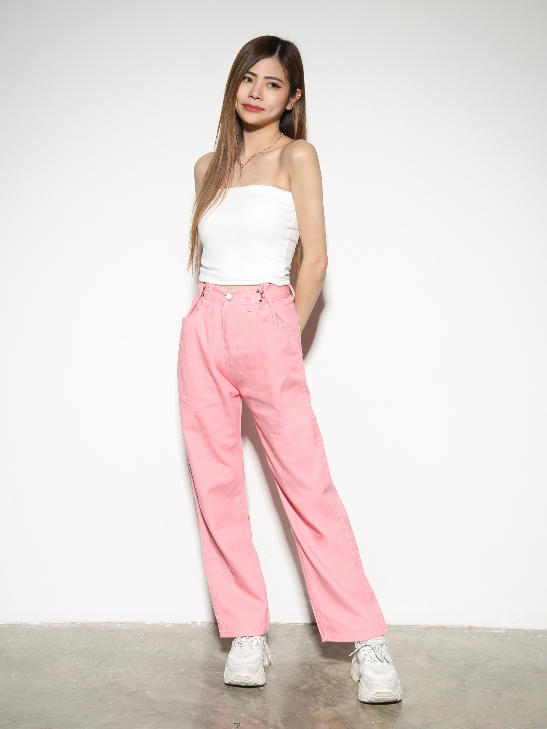 Denim Front Button And Pocket Long Pant 28558