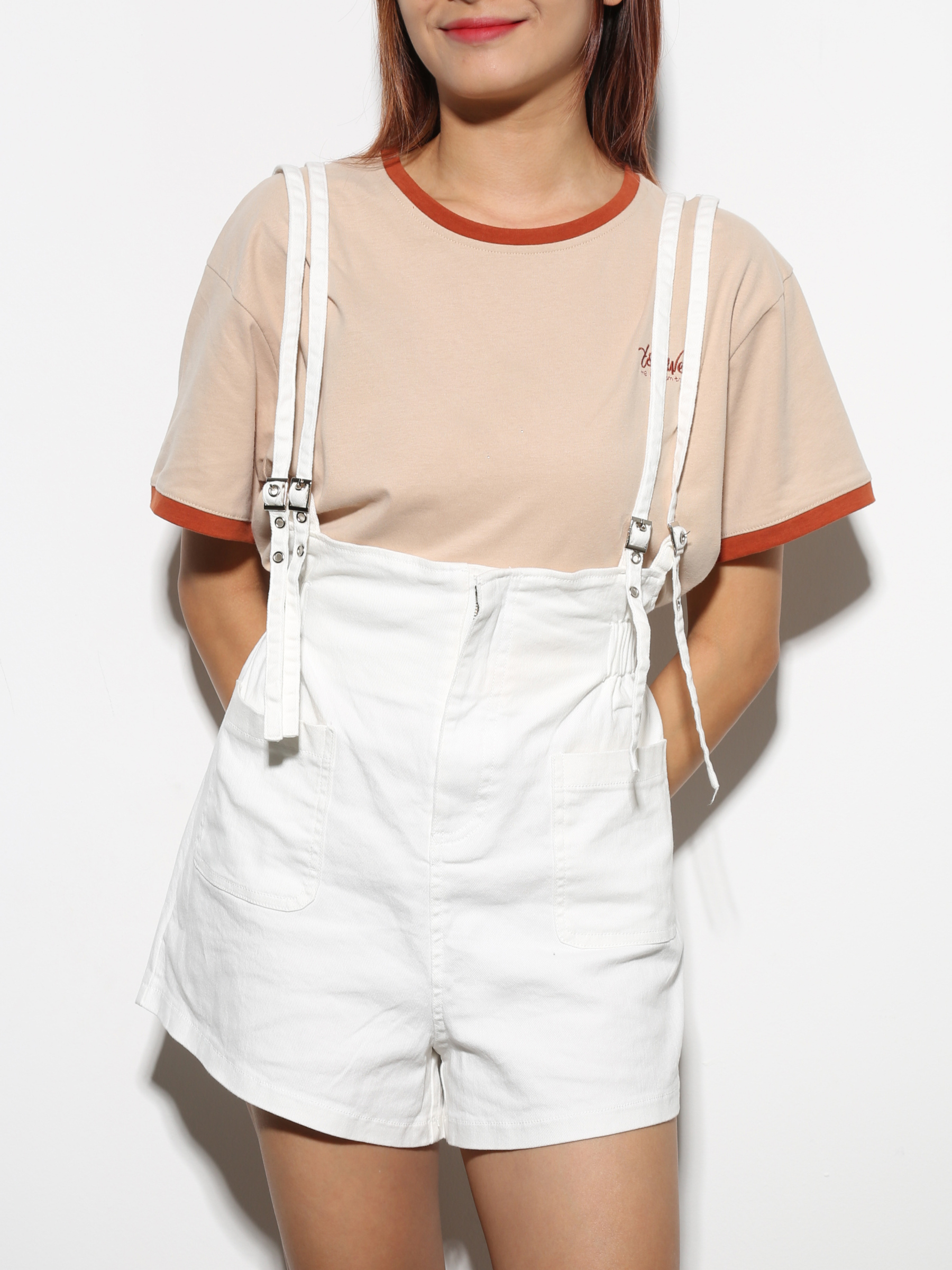 High Waist Front Pocket With Strap Short Pants 27097