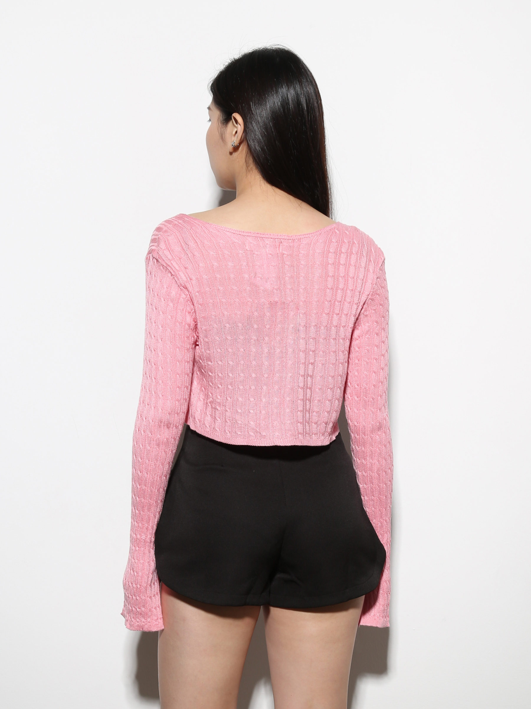 Knitted Front Strap Long Sleeve Top 27188