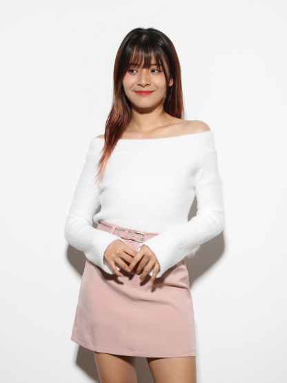 High Waist A Line With Belt Skirt 27866