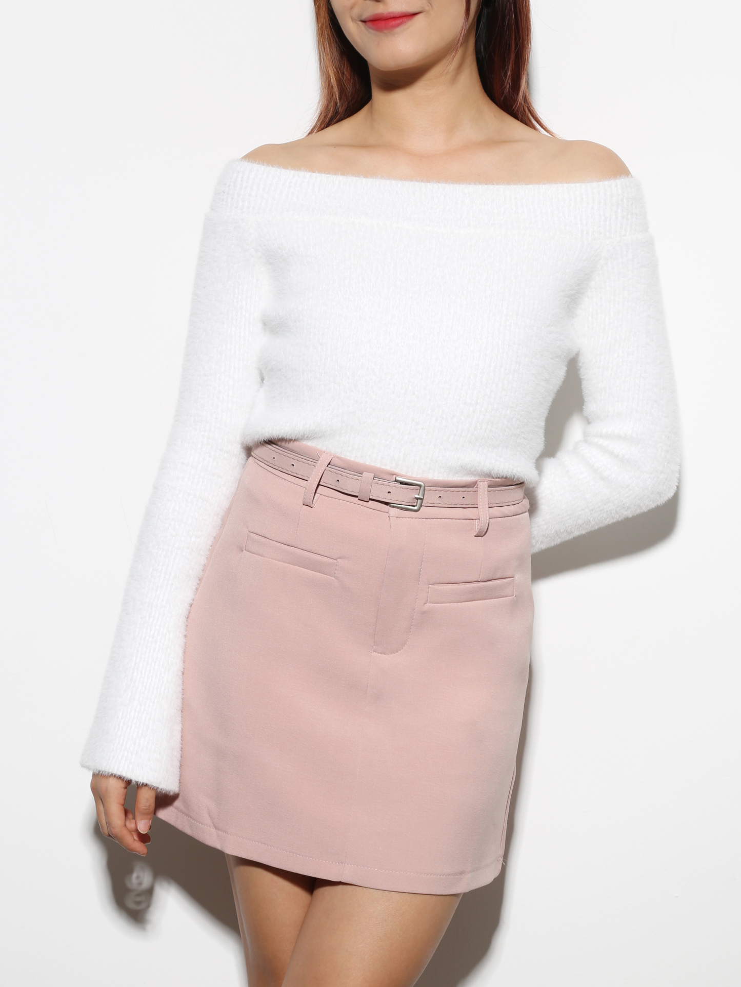 High Waist A Line With Belt Skirt 27866