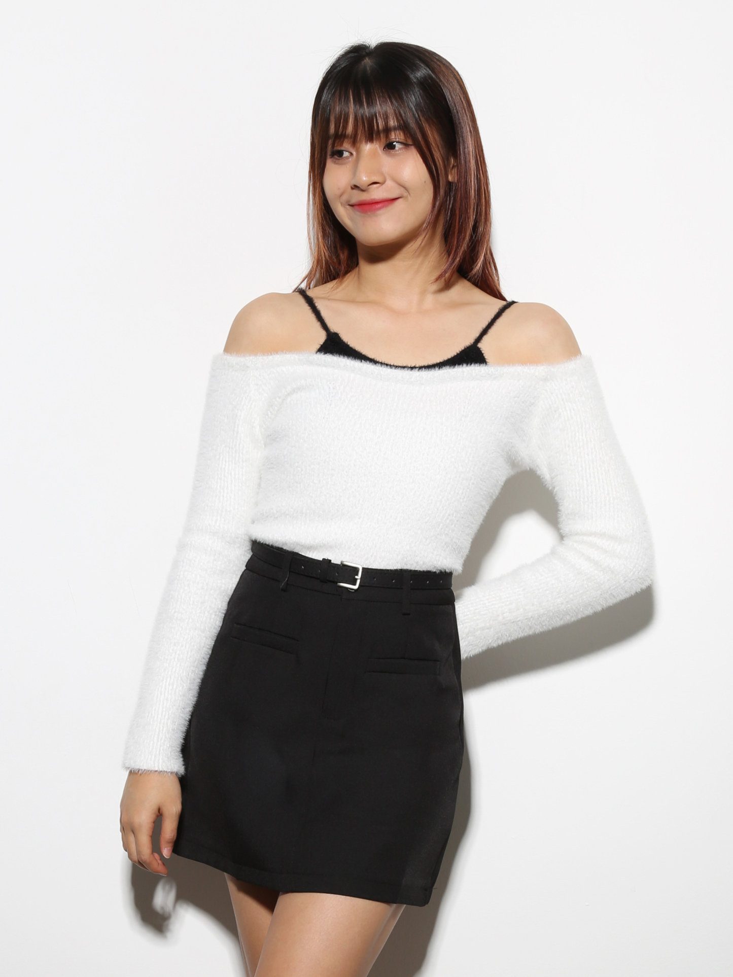 High Waist A Line With Belt Skirt 27866