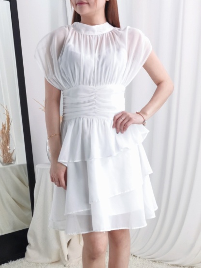 Sleeveless Pleated Ruffles Dress 24520