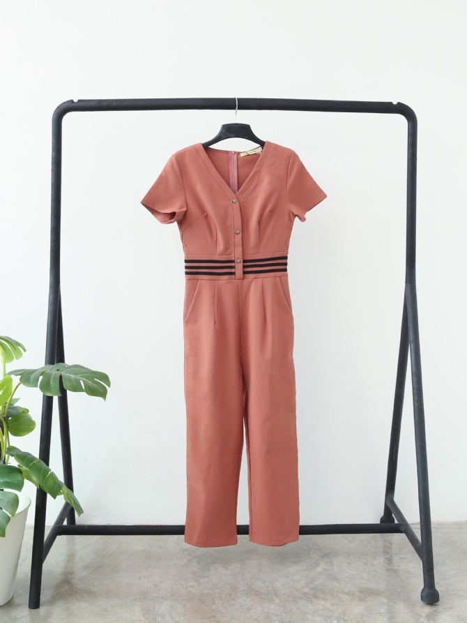 V Neck Front Button Jumpsuit 14969