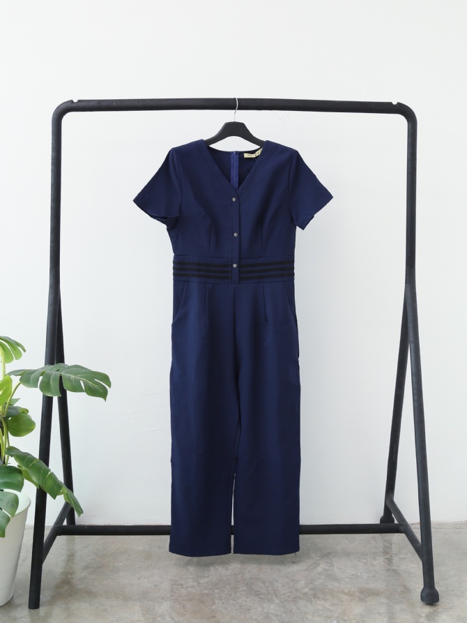V Neck Front Button Jumpsuit 14969