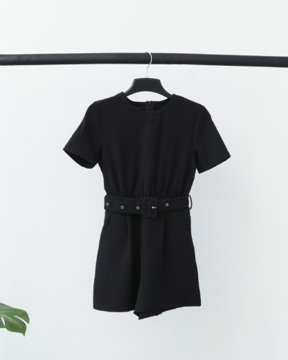 Basic Plain Jumpsuit With Belt 17167