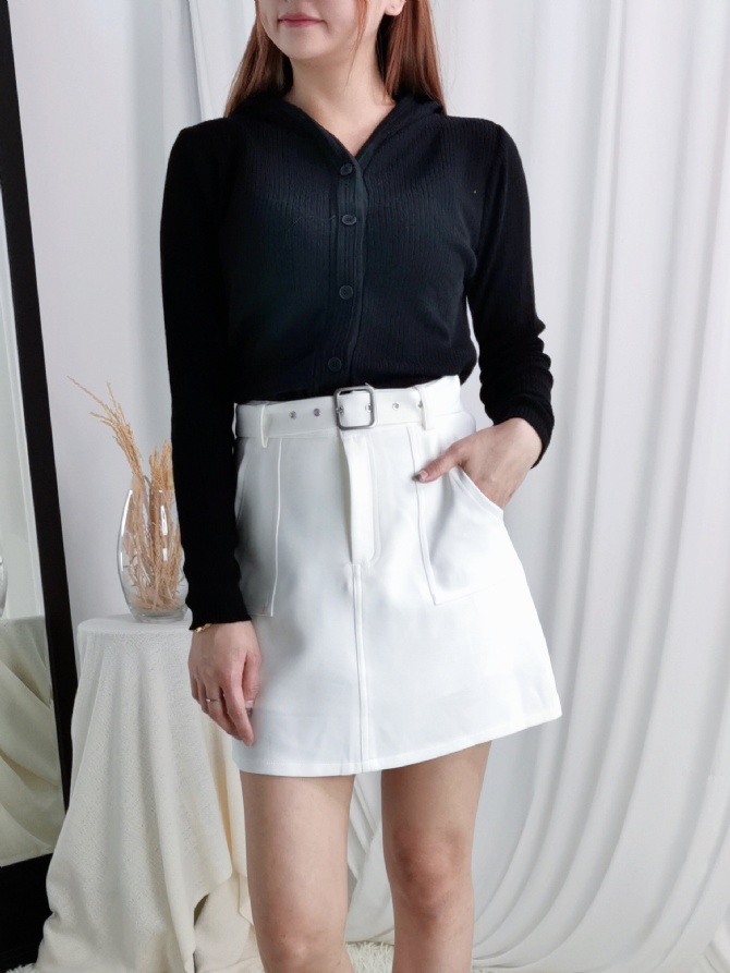 Knitted Front Button Long Sleeve With Cap Top 24527