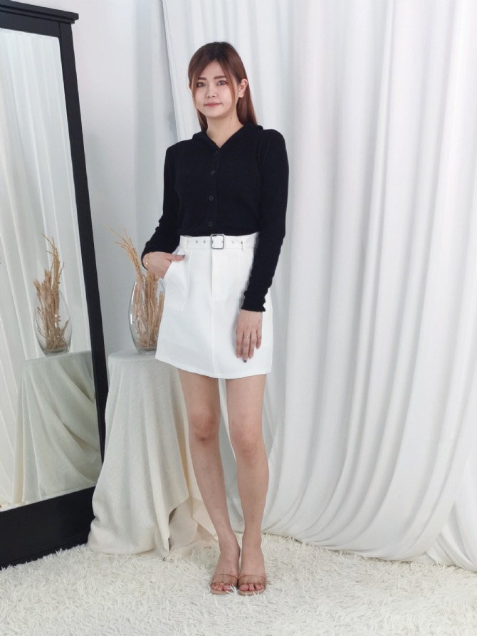 Knitted Front Button Long Sleeve With Cap Top 24527