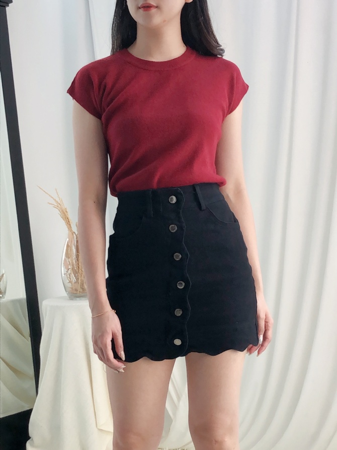 High Waist Denim Front Button Skirt 24542