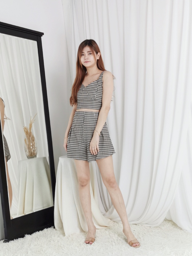 High Waist Houndstooth Short Pant 24559