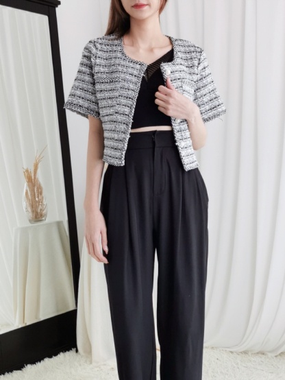 High Waist Front Pocket Pleated Long Pant 24589