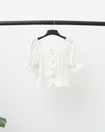 Puff Sleeve With Detailed Lace Top 17116