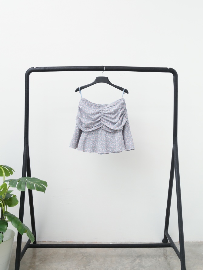 Floral Pleated Short Skirt 17137