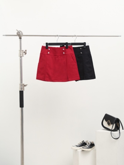 High Waist With Decorative Button Skirt Pants 16631
