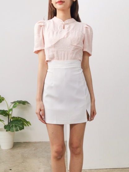 Chinese Button Short Sleeve Top 24601