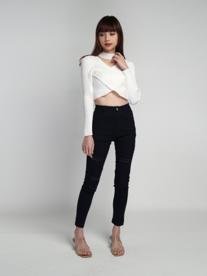 Knitted Cross With Decorative Neck Collar Top 19995