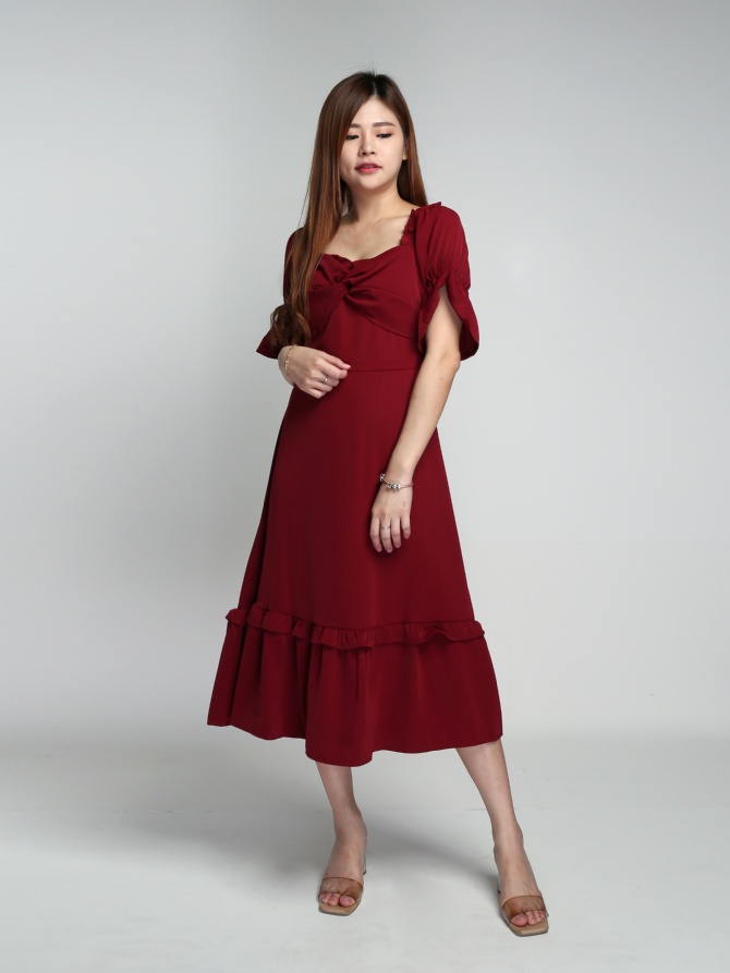 Off Shoulder Plain Short Sleeve Dress 17709