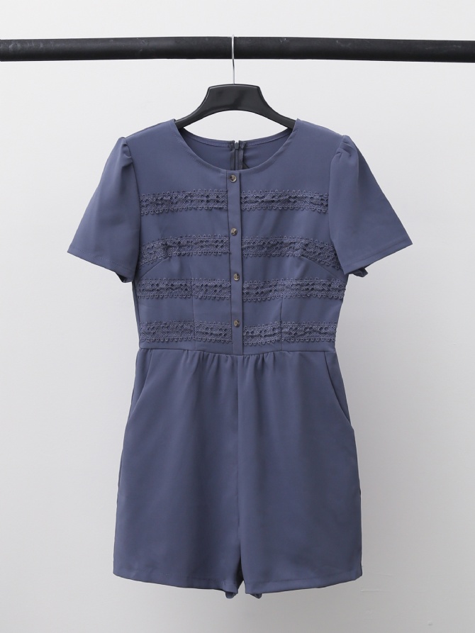 Detailed Lace With Front Button Jumpsuit 15333