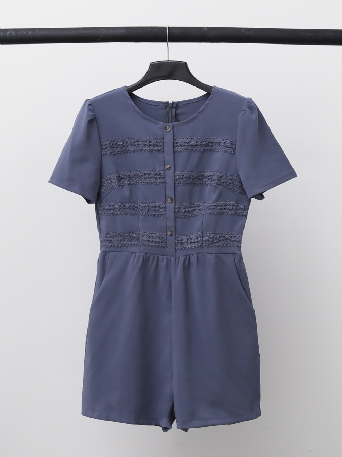 Detailed Lace With Front Button Jumpsuit 15333