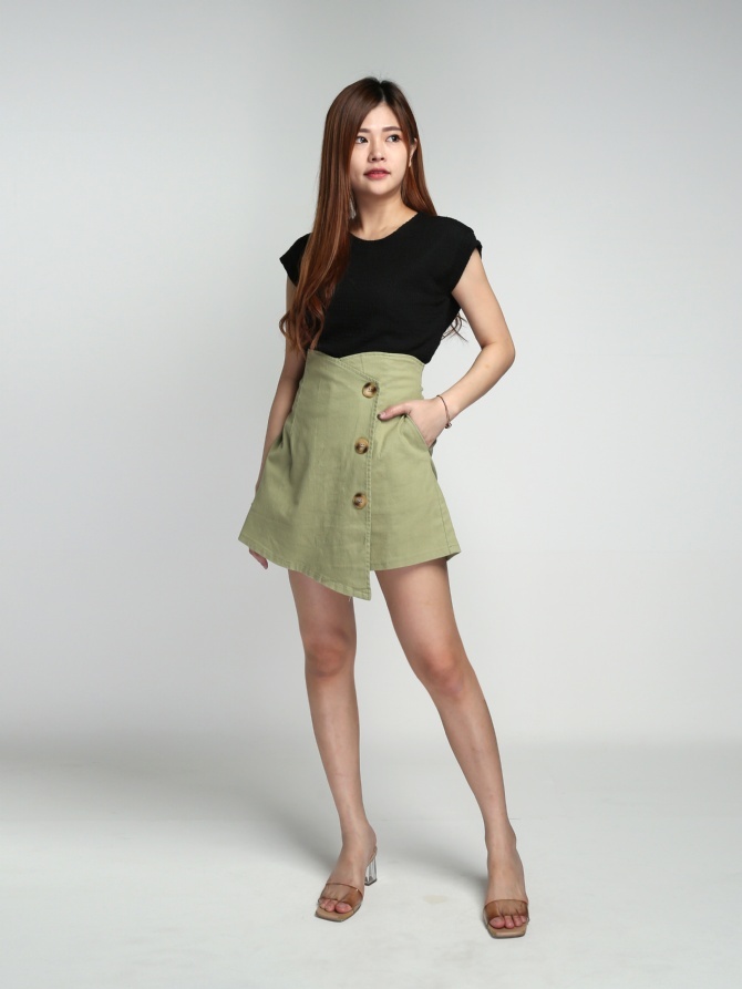 High Waist Front Pocket Short Pants 17722