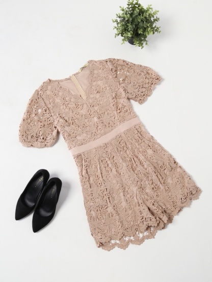 V Neck Weave Design Jumpsuit 15565