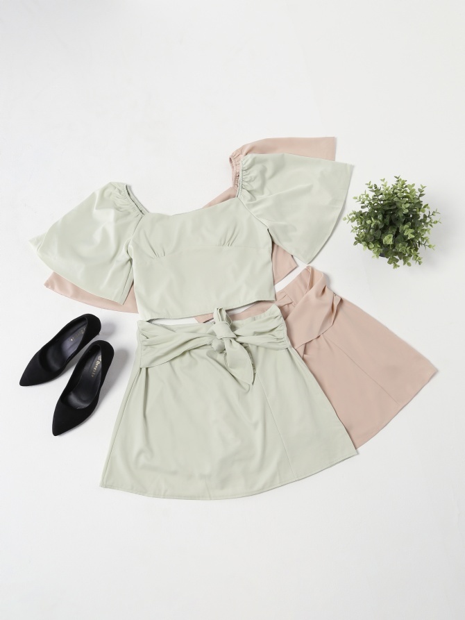 Off Shoulder Polyester Set 15576