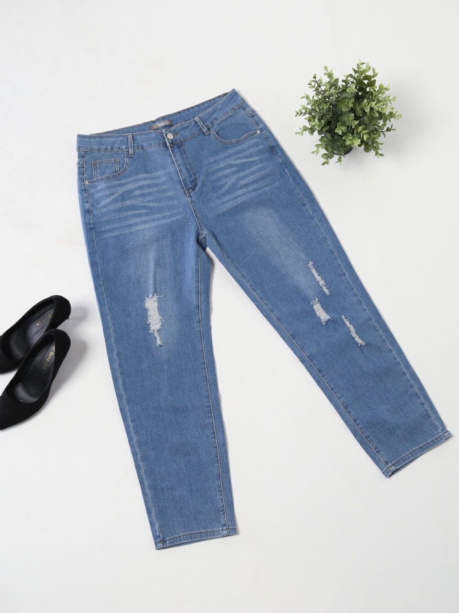 Denim Ripped Long Pants 15581