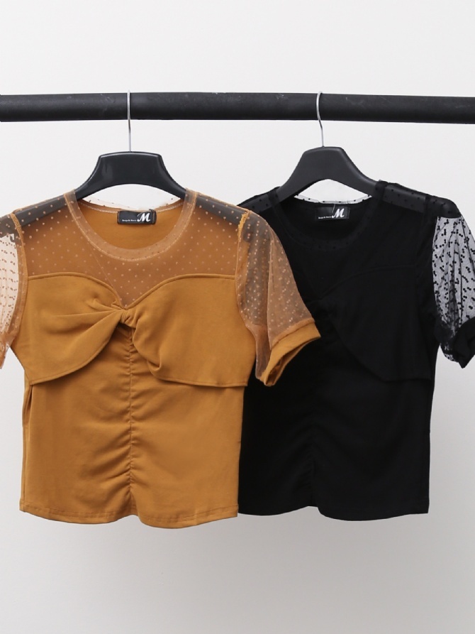 Polka Dot Transparent Sleeve Top 15379