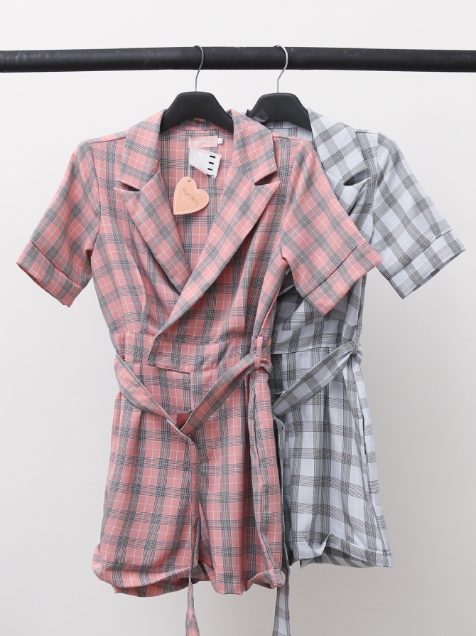 Checker With Belt Jumpsuit 15695