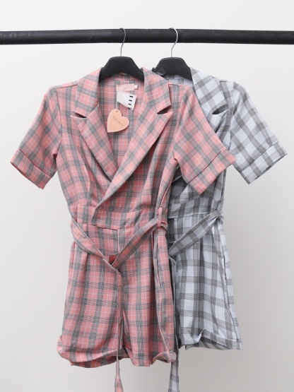 Checker With Belt Jumpsuit 15695