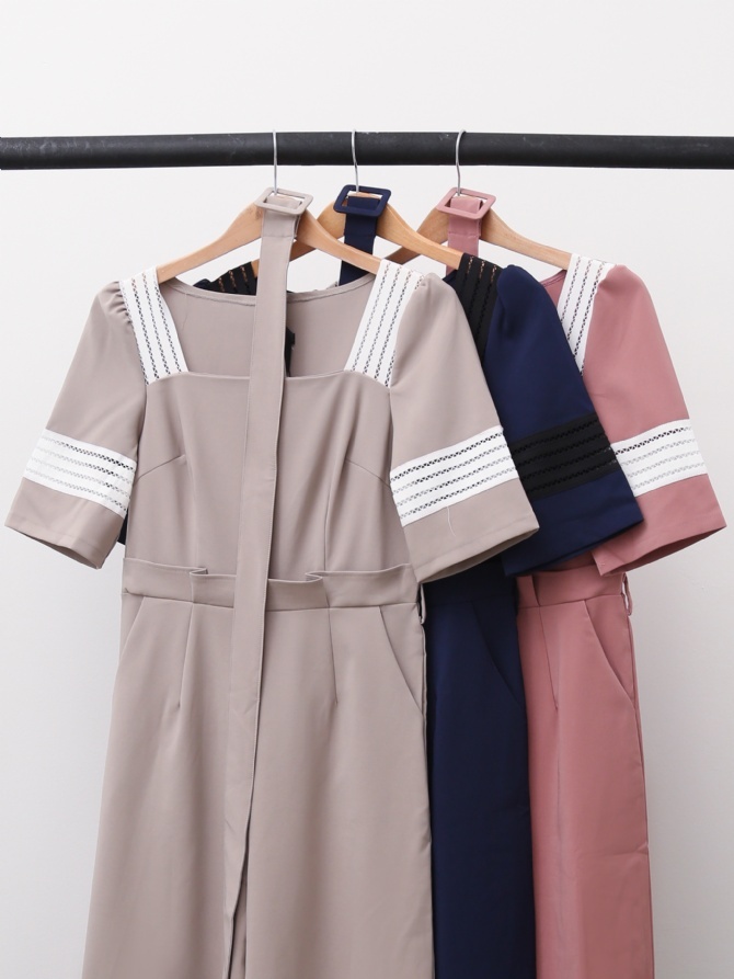 Detailed Lace With Belt Jumpsuit 15340