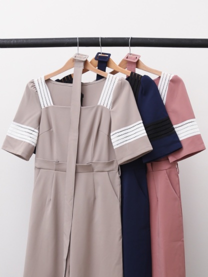 Detailed Lace With Belt Jumpsuit 15340