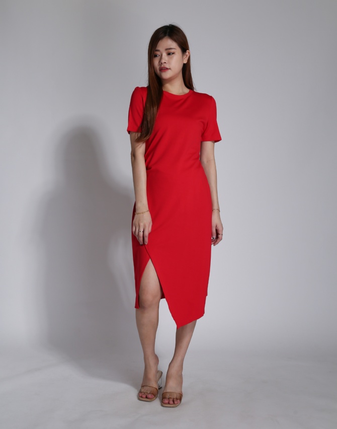 Side Split With pleated Irregular Long Dress 24321