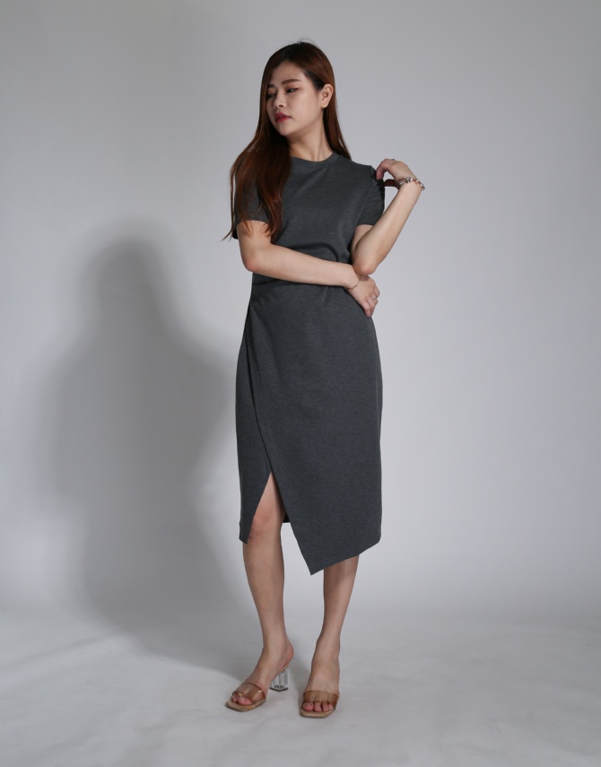 Side Split With pleated Irregular Long Dress 24321