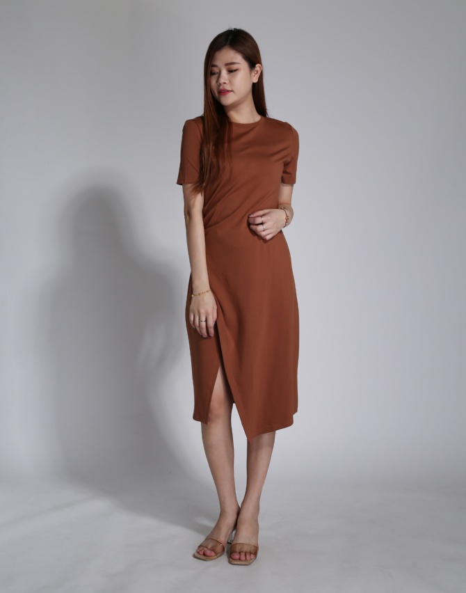 Side Split With pleated Irregular Long Dress 24321